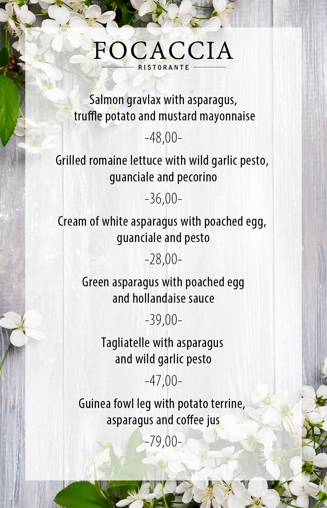 Ladies day menu